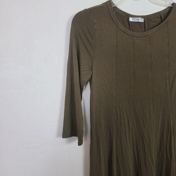 Hotouch Dress Women S Green Lagenlook T Shirt Loose Flowy Midi  Stretch Modest - Picture 12 of 15